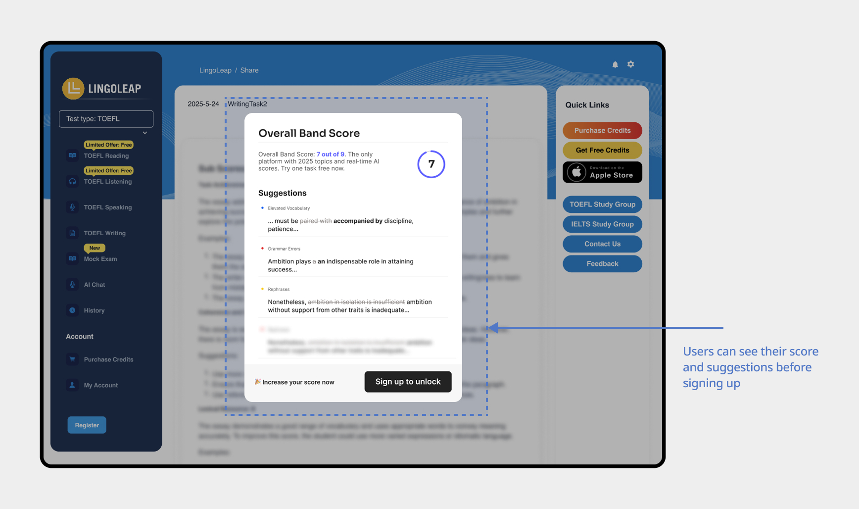 Showcase instant AI scoring and suggestions